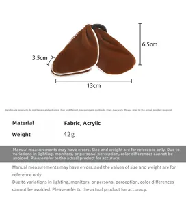 Detailed size and material specifications for brown velvet butterfly hair claw clip