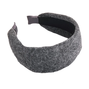 Thick grey knitted wool headband with high-top design and premium textured finish