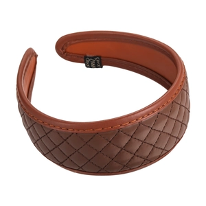 Serre-tête en similicuir marron avec motif matelassé classique pour femmes