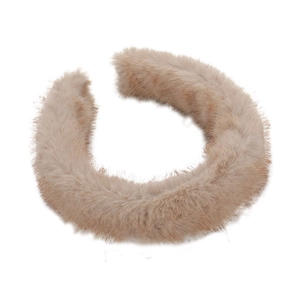 Serre-tête chic en fausse fourrure de vison beige pour femme au design épais