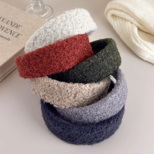 Winter faux shearling padded headbands in six warm colors for high cranial top volume