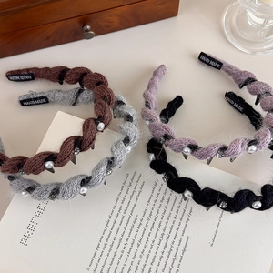 Cerchietti per capelli in maglia a onde con perle e denti antiscivolo multicolore