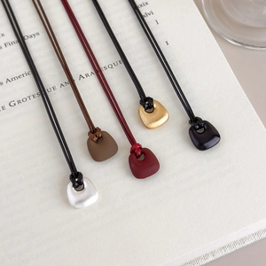 Minimalist matte square bag pendant necklaces with silk cords in five trendy colors