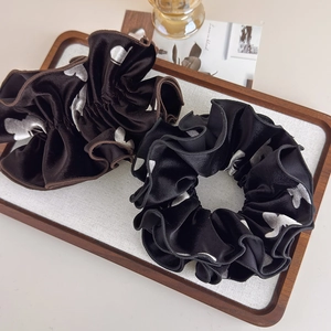 French velvet scrunchies with silver butterfly patterns for elegant hair styling