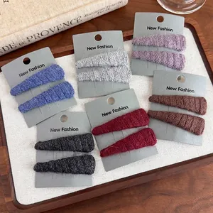 Woolen Yarn Triangle Hair Clips Sweet Handmade Autumn Winter BB Clips Knitted Hair Accessories For Women Hair Styling