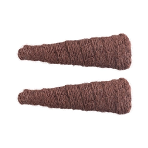 Set of two brown knitted triangular hair clips for women with warm autumn winter texture