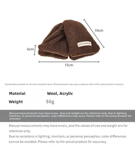 Detailed size specifications for large brown wool and acrylic shark hair claw clip