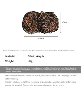 Detail view of the 16cm x 9cm leopard print hair clip showing size and dimensions