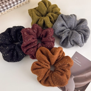 Lot de 5 chouchous en velours tricoté avec fils dorés brillants pour l'automne et l'hiver