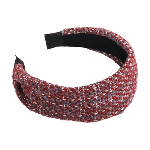 Klassieke tweed brede hoofdband in rood wit en blauw ruitjespatroon voor dames