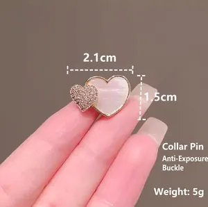 Broche élégante en forme de cœur avec nacre et diamants pour vêtements femme