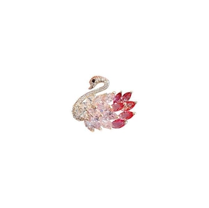 Elegant swan brooch with rose gold plating and gradient pink marquis crystals