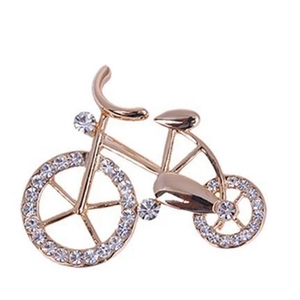 Vintage Gold Plated Alloy Bicycle Brooch With Sparkling Rhinestones Fashionable Retro Bike Pin For Women Clothing Accessories