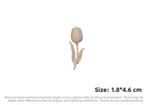 Detailed view of elegant tulip brooch with white cubic zirconia and 1.8x4.6cm dimensions