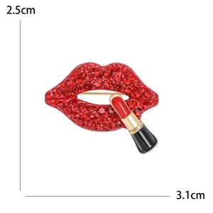 Spilla labbra in cristallo rosso con ciondolo rossetto accessorio moda per abbigliamento