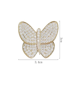 Close-up showing detailed butterfly brooch dimensions of 3.4cm width and 3cm height