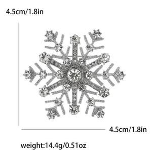 Eleganter silberner Schneeflocken-Anstecker mit Strass, 4,5 cm für Damen-Kostüme