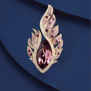Broche en Alliage de Luxe Ailes d'Ange Œil en Cristal Marquise pour Femme Élégante Broche Plume en Strass Accessoire de Bijouterie