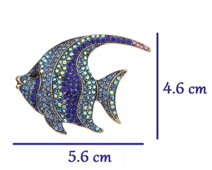 Detailansicht der hochwertigen Strass-Tropenfisch-Brosche Abmessungen 4,6cm mal 5,6cm