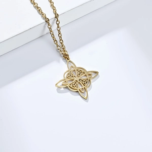 Noords Heksenknoop Roestvrij Stalen Halsketting Voor Heren Dames Keltische Eeuwige Knoop Geometrie Hanger Sieraden