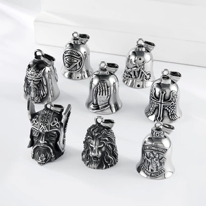 Collier Pendentif Cloche De Gardien En Acier Inoxydable Pour Hommes Rétro Viking Odin Lion Mains En Prière Œil D'Horus Croix Bijoux Punk