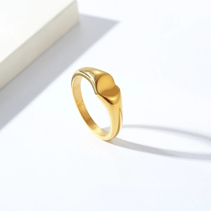 Minimalist gold-plated stainless steel ring with a modern geometric chunky signet design