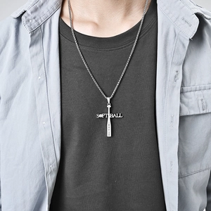 Collier croix de baseball pour hommes en acier titane avec gravure de motivation