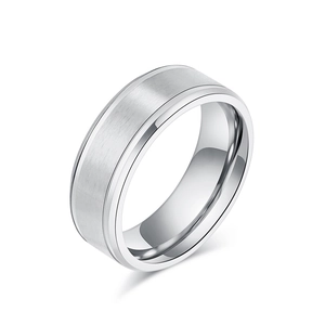 Minimalistischer Ring aus gebürstetem Titanstahl mit polierten Kanten für Damen und Herren