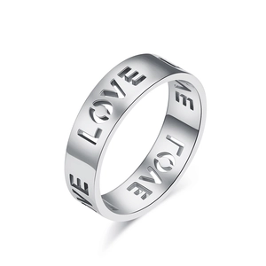 Minimalist Stainless Steel Hollow LOVE Letter Band Ring For Men Women Unisex Polished Fashion Jewelry Gift Accessories