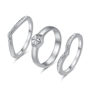 Anelli Geometrici Impilabili in Acciaio Inossidabile Onda Forma a V Stella Strass Pave Anelli da Dito Gioielli Eleganti per Donna