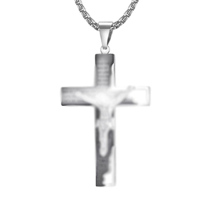 Hip Hop Stainless Steel Cross Pendant Necklace For Men Women Religious Jesus Crucifix Titanium Steel Chain Necklace Jewelry Gift