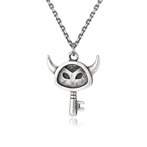 Vintage Stainless Steel Evil Eye Key Pendant Necklace For Men Women Gothic Devil Horn Mask Key Chain Punk Rock Jewelry