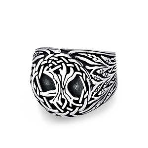 Bague en Acier Inoxydable Vintage Viking Arbre de Vie Gothique Punk Nœud Celtique Crâne Anneau Bijoux de Mode pour Hommes et Femmes