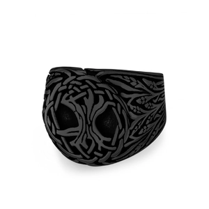 Bague large Viking Arbre de Vie en acier inoxydable noir mat style rétro pour homme