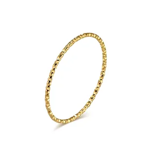 Minimalist Stainless Steel Fine Textured Ring For Women Gold Silver Plated Geometric Stackable Joint Finger Ring Fashion Commute Jewelry