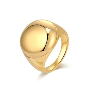 Anello a cupola minimalista in acciaio inossidabile dorato lucido effetto specchio
