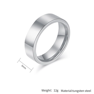 Detailed specs of a 6mm tungsten steel ring with polished finish and 12g weight