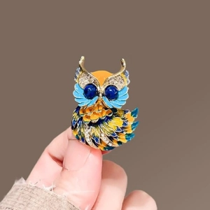 Broches Hibou en Émail Vintage pour Hommes Femmes Alliage de Zinc Strass Animal Épinglettes de Revers Oiseau Coloré Corsage Bijoux pour Costume Cadeau