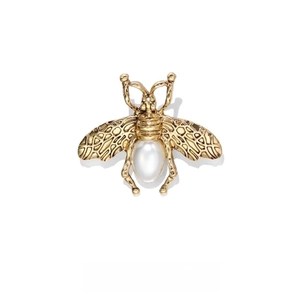Broche Abeille Vintage En Alliage Doré Avec Grande Künstliche Perle D'imitation Blanche Ailes Sculptées Bijoux De Mode Pour Femmes