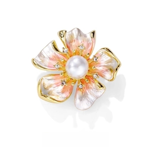 Elegante Spilla a Forma di Fiore di Peonia Con Perla Artificial Sintetica Strass Lega Smalto per Donna Matrimonio Banchetto Accessorio Abbigliamento