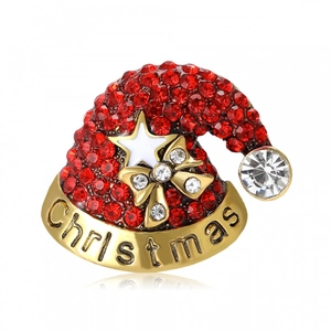 Broche Bonnet de Noël en Alliage et Strass Décoration de Vêtements Festifs Étoile en Émail Nœud Papillon Bijoux Broches
