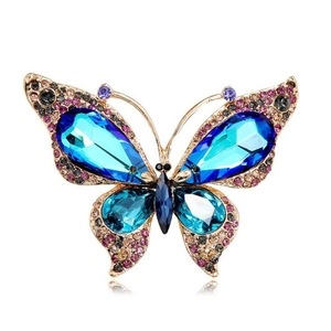 Vintage Luxury Rhinestone Butterfly Brooch For Women Zinc Alloy Crystal Insect Lapel Pin Fashion Jewelry Suit Accessories