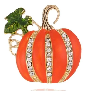 Broche Citrouille Halloween Vintage pour Femmes Hommes Alliage de Zinc Émail Strass Épingle Badge Bijoux de Fête Cadeau