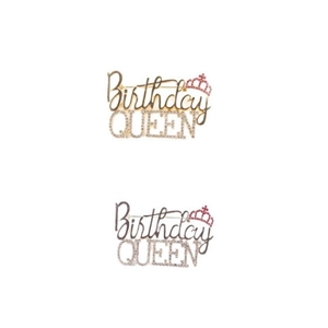 Golden and silver Birthday Queen brooches with pink crystal crown for party accessories