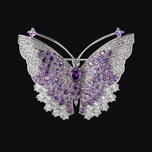 Exquise Broche Papillon en Alliage et Strass pour Femme Élégante Broche Forme d'Animal Vintage Accessoires Robe de Soirée Bijoux Cadeau