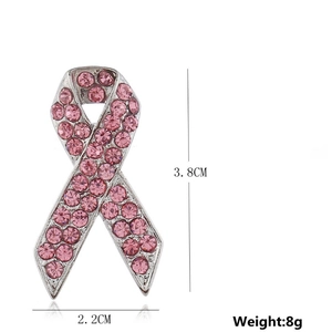 Detailansicht der Brosche mit rosa Schleife, Maße 3,8 cm Höhe und 2,2 cm Breite