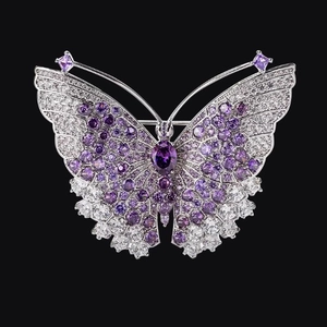 Elegante Legering Vlinder Broche Voor Vrouwen Glinsterende Strass Dier Pin Corsage Mode Kleding Accessoires Sieraden Cadeau