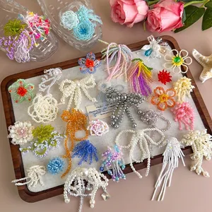Ciondoli per Scarpe Fatti a Mano per Zoccoli con Künstliche Perle d'Imitazione Cristallo Fiore Fiocco Decorazione Scarpe Accessori DIY per Donna