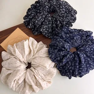 Retro Paisley Print Extra Large Chiffon Scrunchies Ethnic Vintage Elastic Hair Ties For Women Casual Hair Accessories
