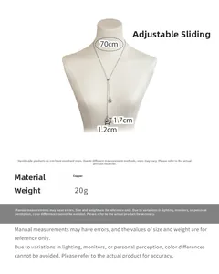 Detail of silver waterdrop necklace with adjustable slider and 70cm long Y-chain